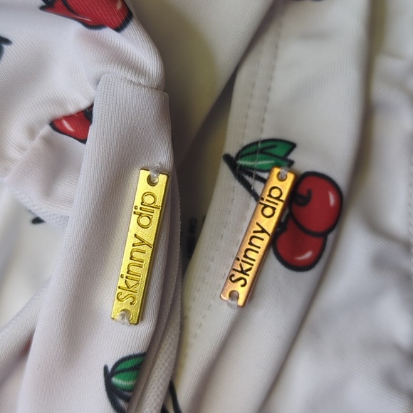 2/$25-Skinny Dip Cherry Print Y2K Vibes Highrise Bikini With Tie Top Size S/M - Picture 8 of 10